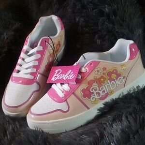 Send Offfer FAST Shipper ! BARBIE Shoe Pink & White Flower Power Womens  NWT